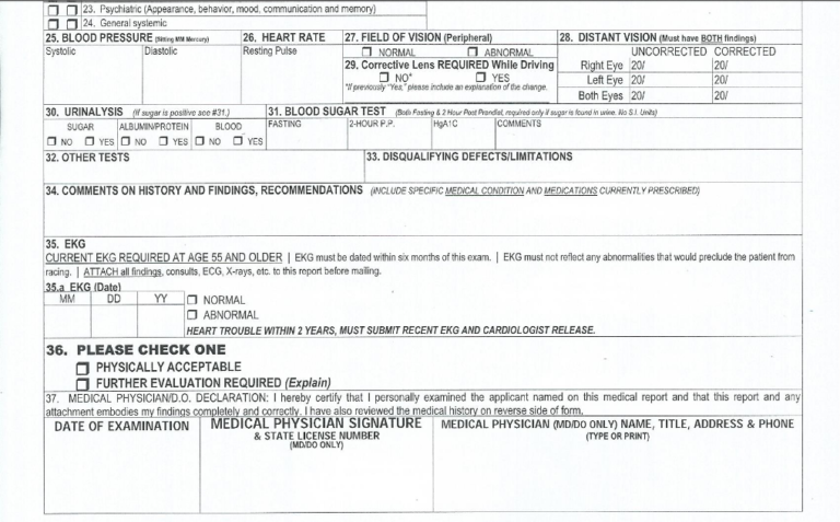 NHRA APPLICATION FOR DRIVER’S MEDICAL CERTIFICATE – Maniac Mechanic